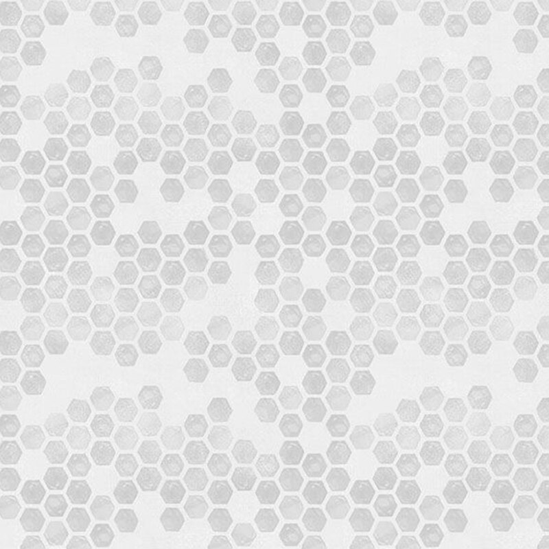 mottled honeycomb pattern on a cloud gray background
