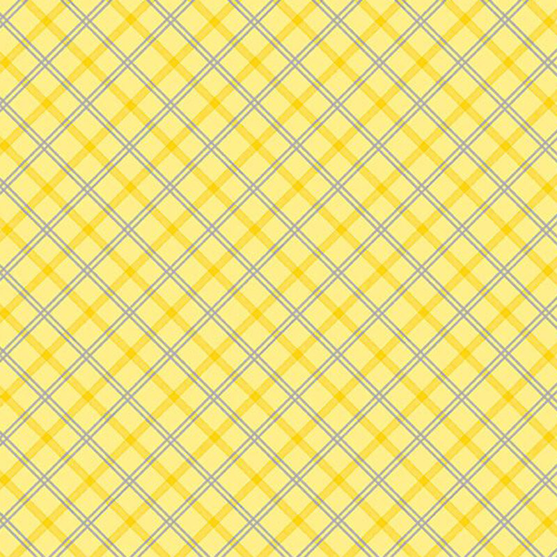 yellow and pewter gray plaid on a butter yellow background