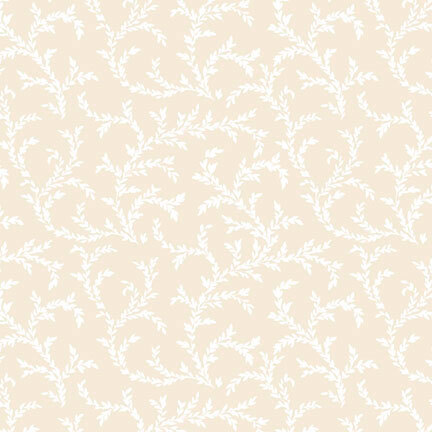 white leafy vine pattern on a beige background