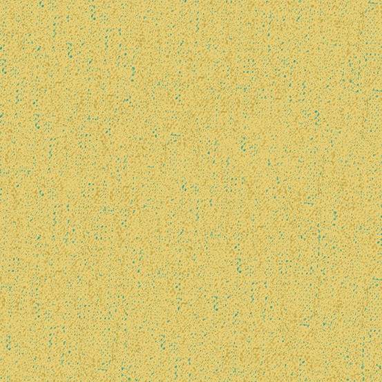 brassy yellow fabric with teal and gold speckled texturing.