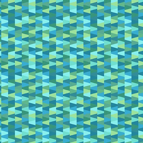 vertical columns of geometric triangles in shades of bright aqua, teal, and green.