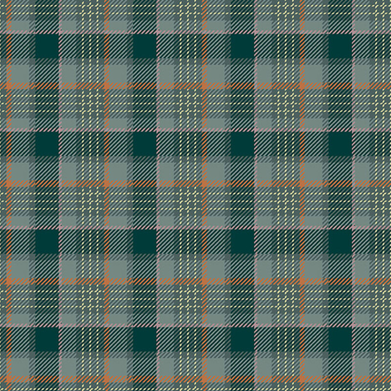 Dark teal plaid with copper window pane plaid lines.