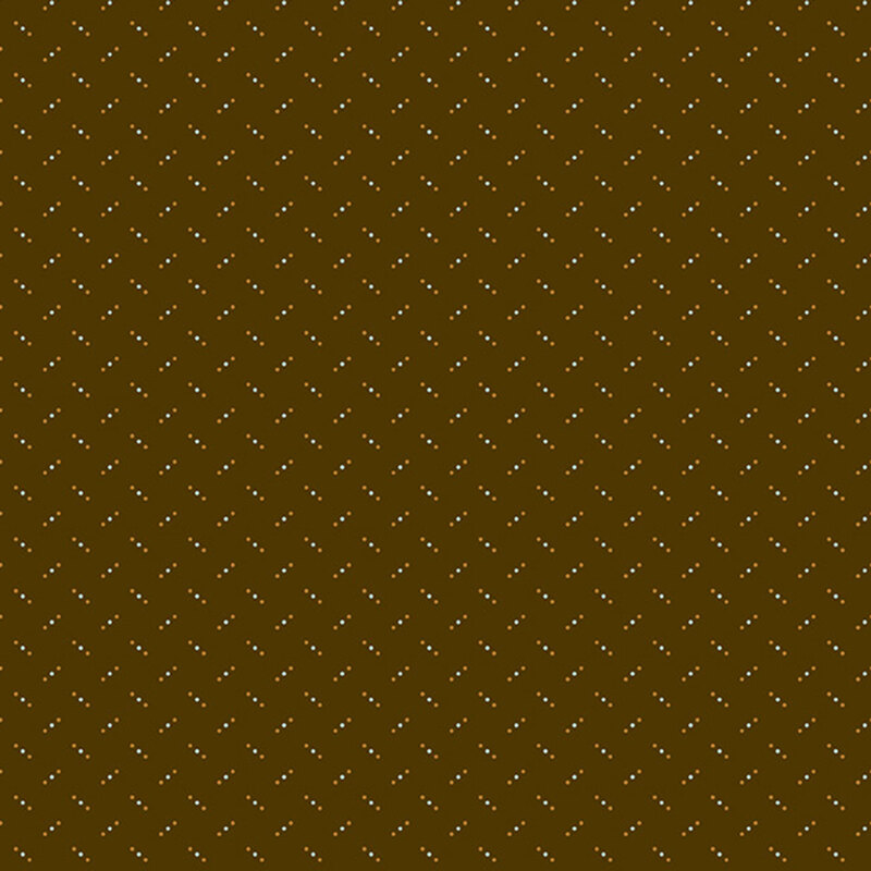 Brown fabric with a tossed pattern of evenly spaced rows of three dots.