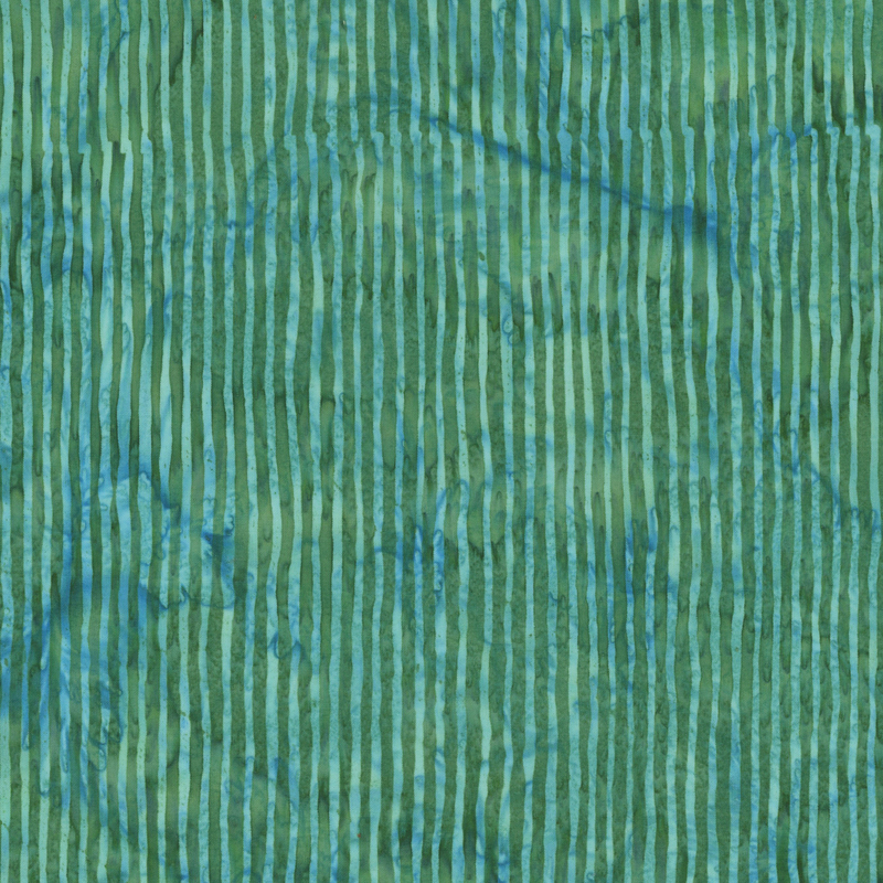 Green and teal striped batik fabric.