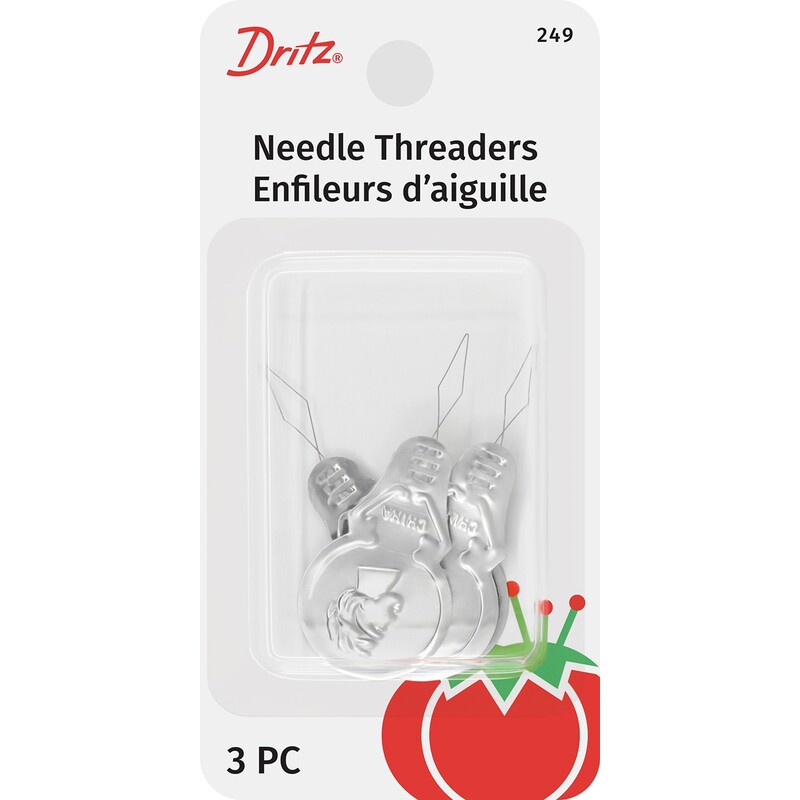 3 Dritz Needle Threaders on a white background