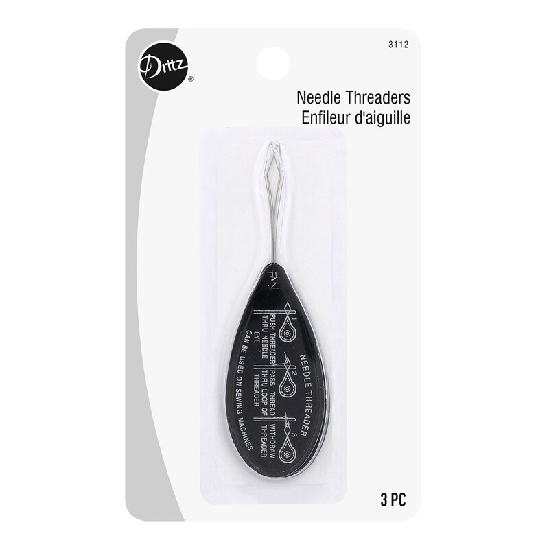 3 black Dritz Needle Threaders on a white background.