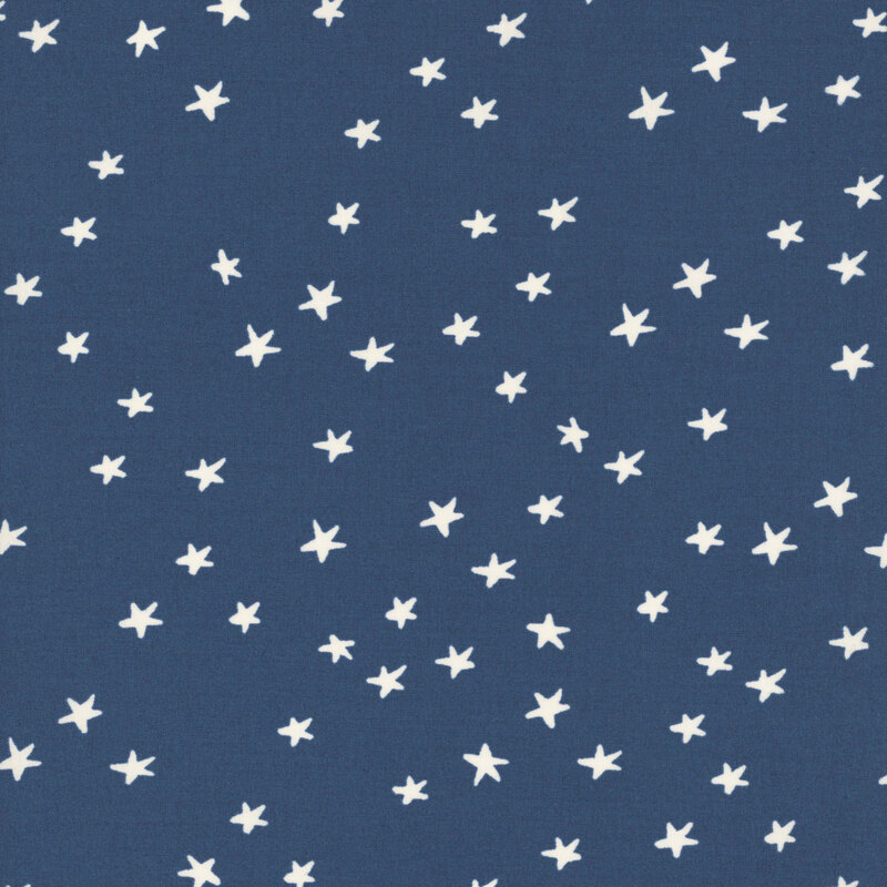 Dark blue fabric with scattered white stars.