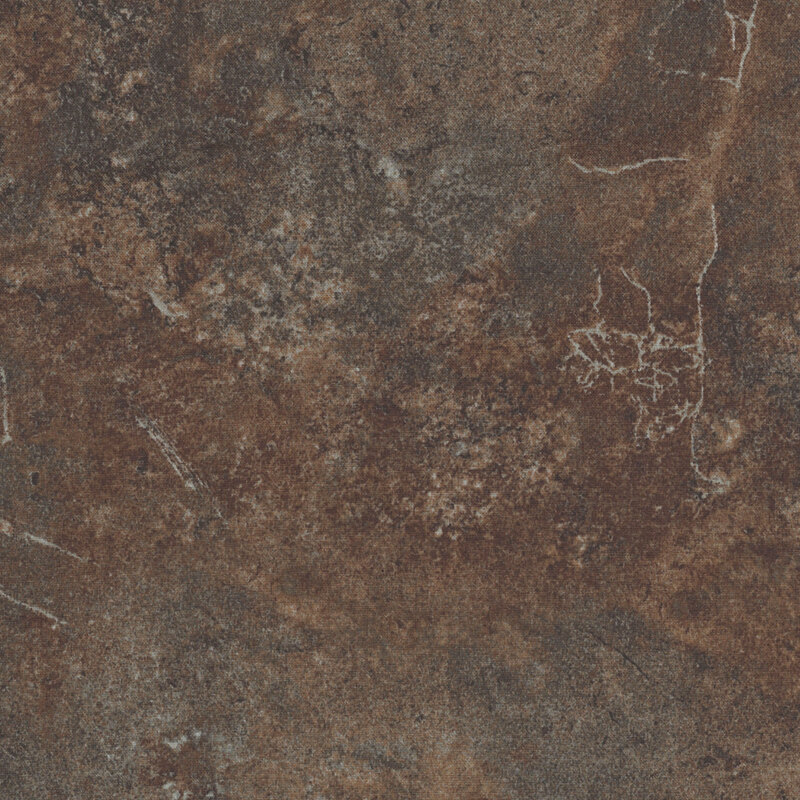 Mottled mouse brown fabric with a softly textured surface that emulates the look of natural stone. 