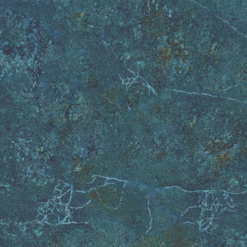 Dark teal and brown fabric with a softly textured surface that emulates the look of natural stone. 