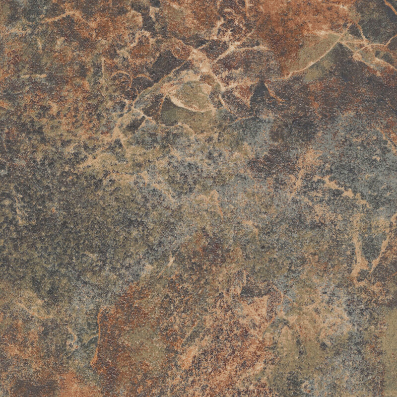 Gray and brown fabric with a softly textured surface that emulates the look of natural stone. 