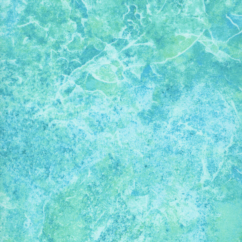 Bright aqua fabric with aqua green textured marbling.