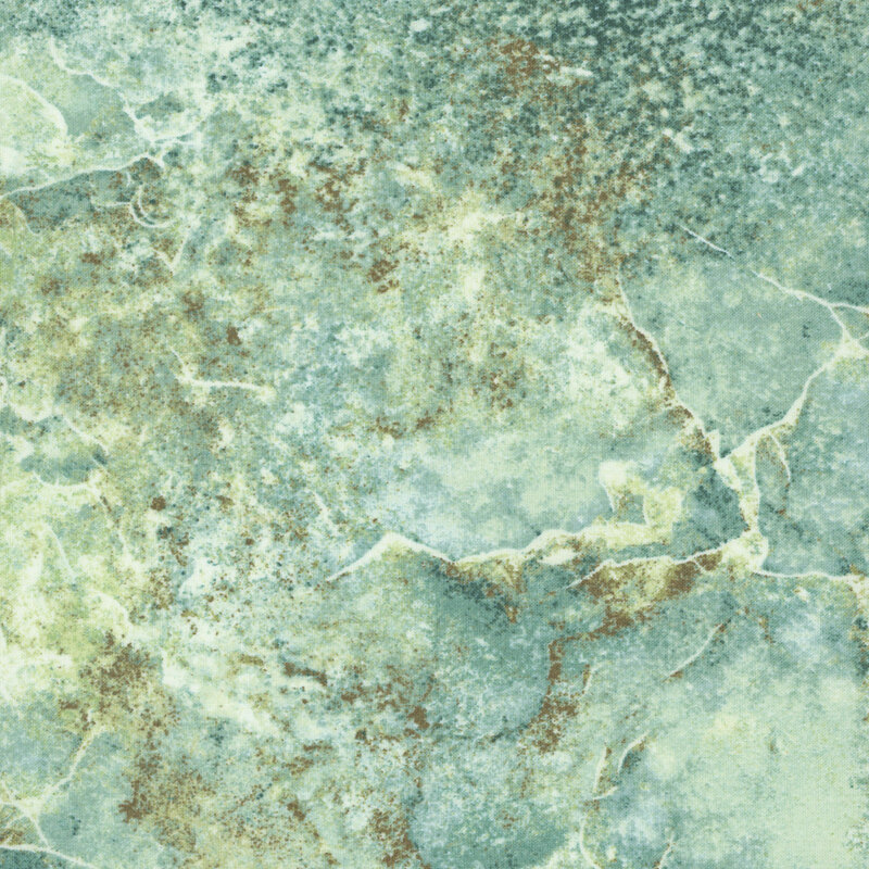 Light aqua and brown fabric with a softly textured surface that emulates the look of natural stone. 