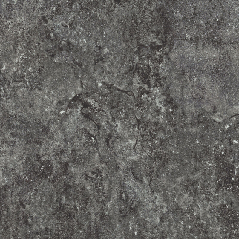 Smoke gray fabric with a softly textured surface that emulates the look of natural stone. 