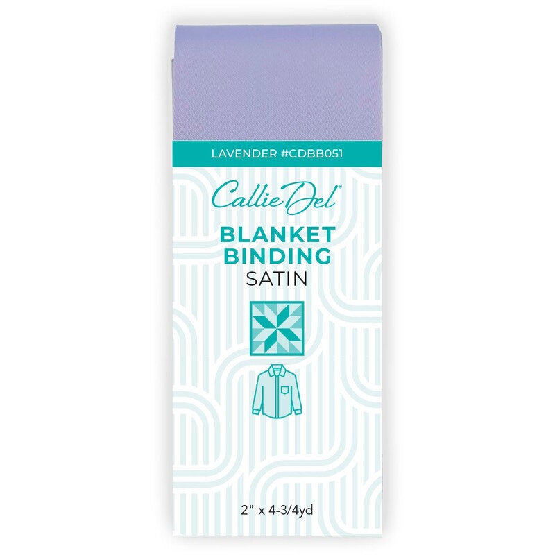 Satin blanket binding in the color lavendar isolated on a white background. 
