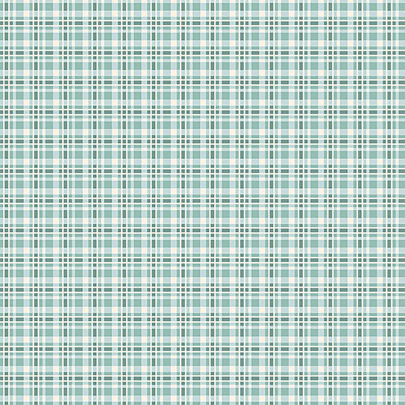 Teal and cream plaid fabric.