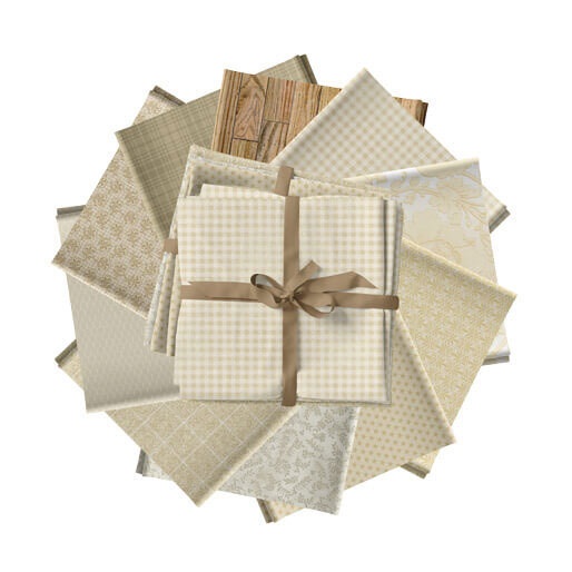 The color elements neutral fat quarter bundle isolated on a white background. 