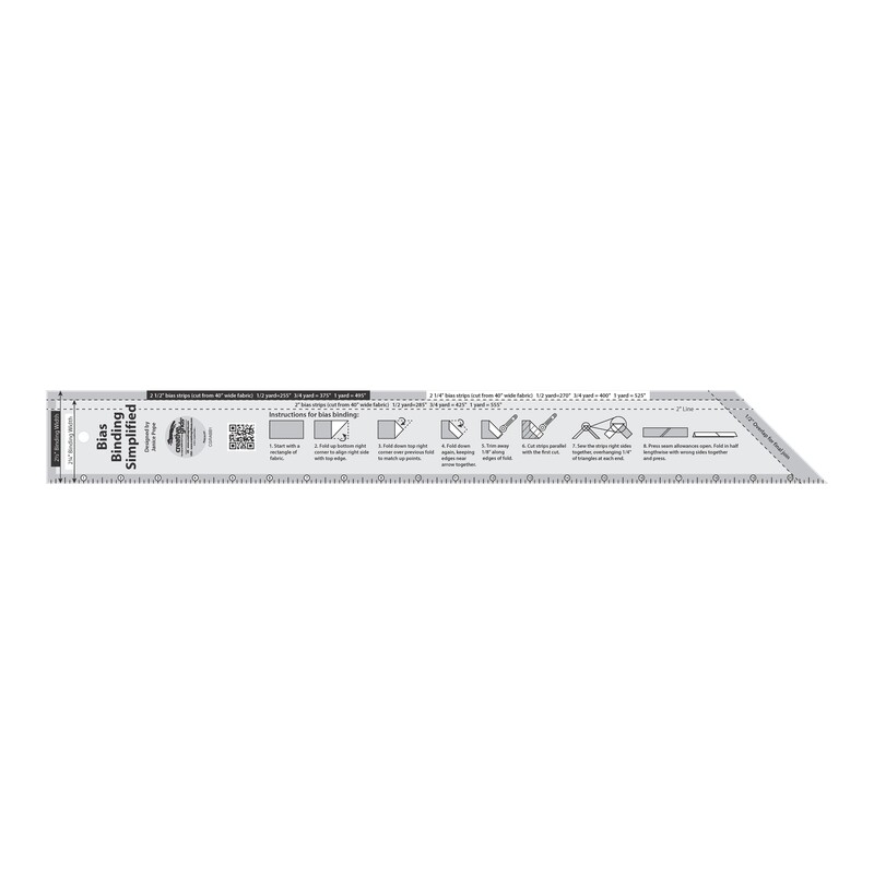 Clear plastic ruler marked in inches with instructions on the front side, measuring up to 21 inches.