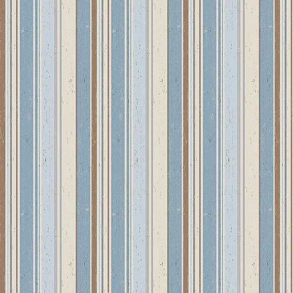 Textured fabric with a striped pattern of blues, creams, and taupes.