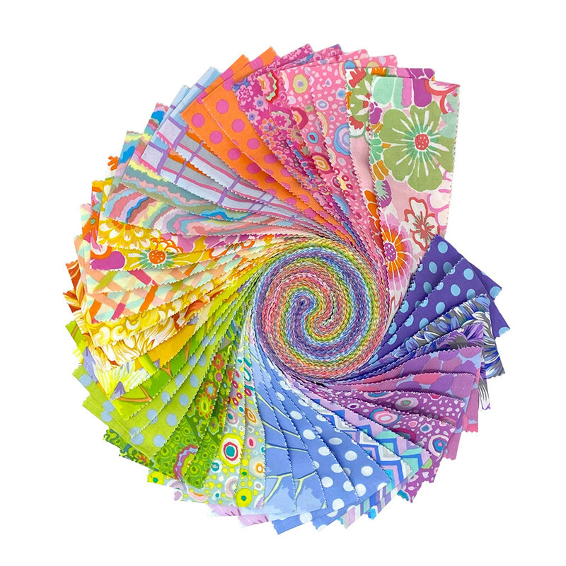 The Sorbet Design Roll, fanned out in a circle showing the vibrant fabrics.