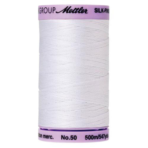 Mettler Silk-Finish 50wt Cotton Thread - White - 547 yds