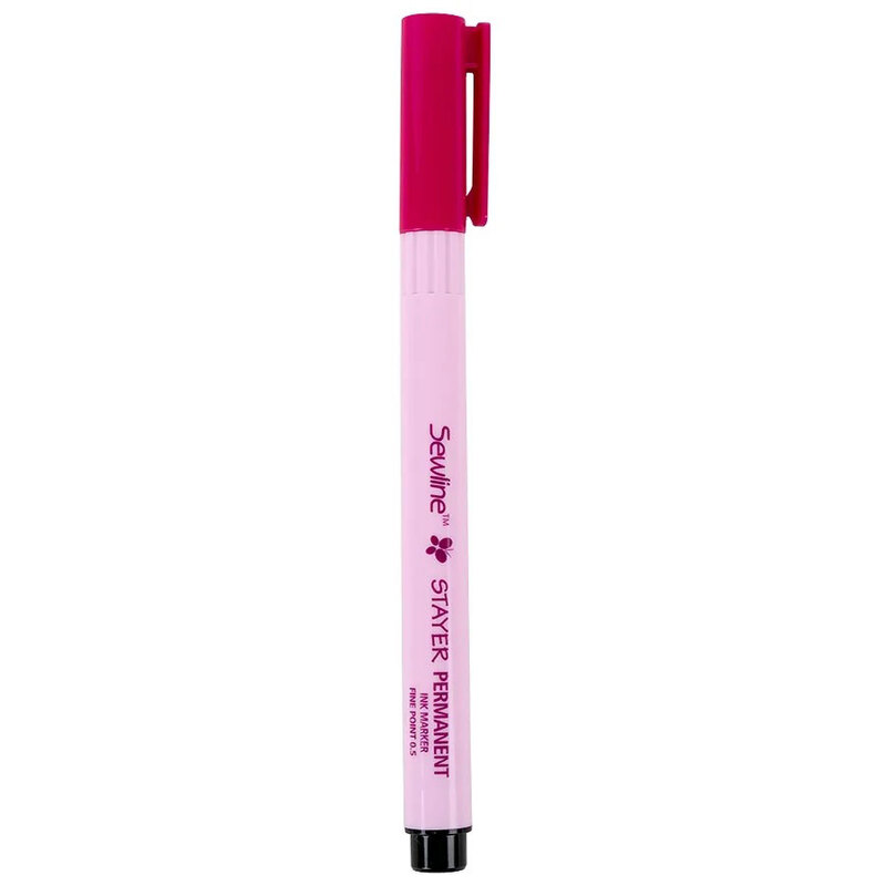 A Stayer 0.5 fine point black permanent marker from Sewline isolated on a white background.