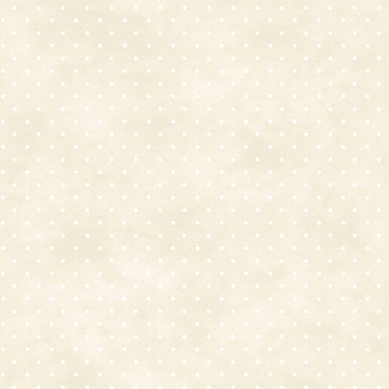 Mottled cream fabric with small white polka dot pattern.