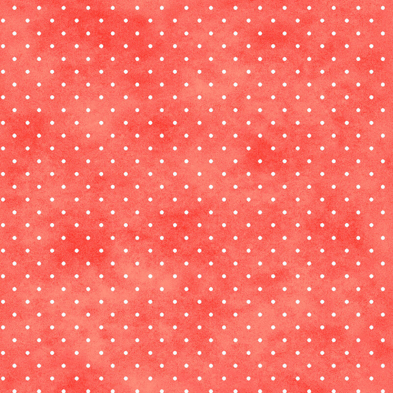 Mottled rogue red fabric with small white polka dot pattern.