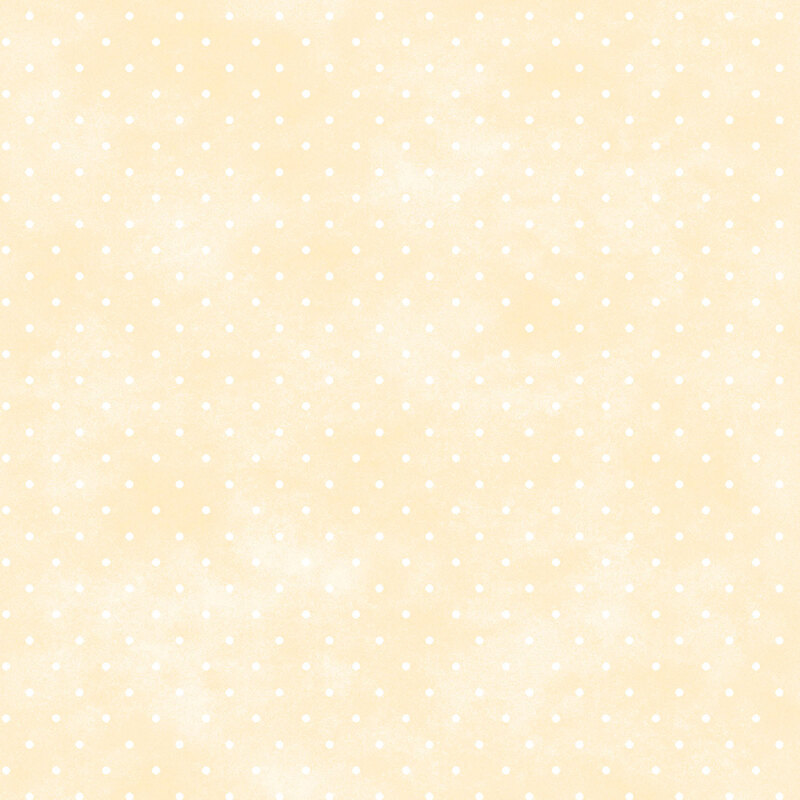 Mottled chiffon yellow fabric with small white polka dot pattern.
