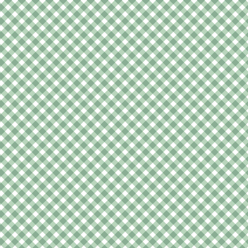 White fabric with a green gingham pattern.