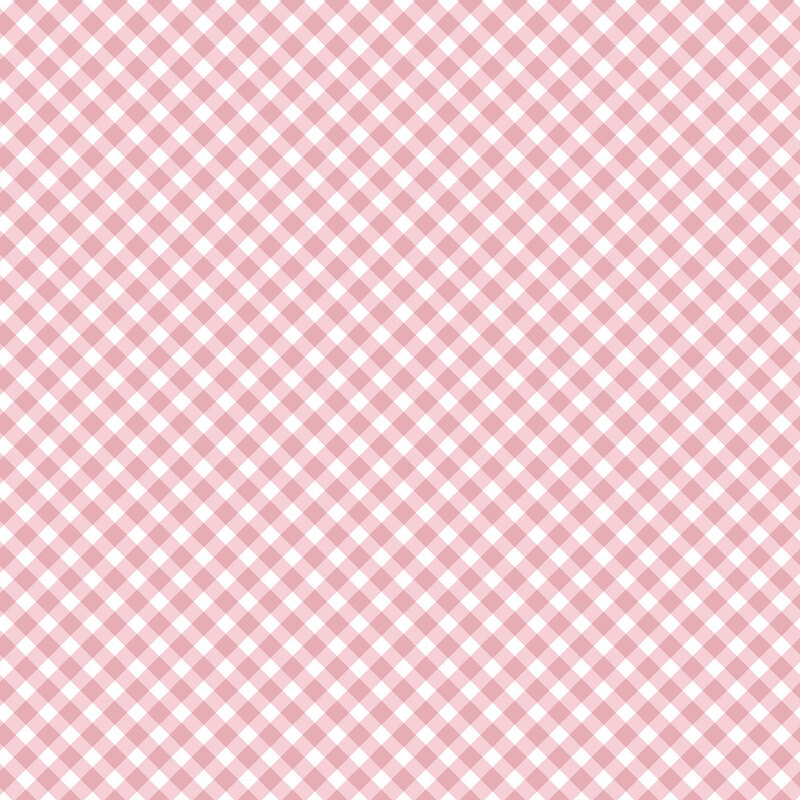 White fabric with a dusty pink gingham pattern.