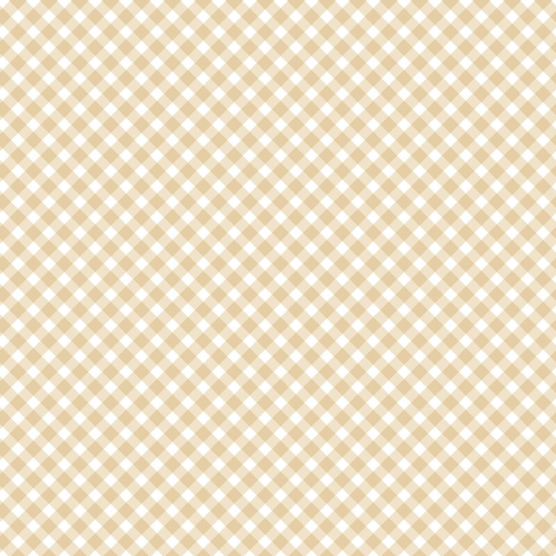 White fabric with a tan gingham pattern.