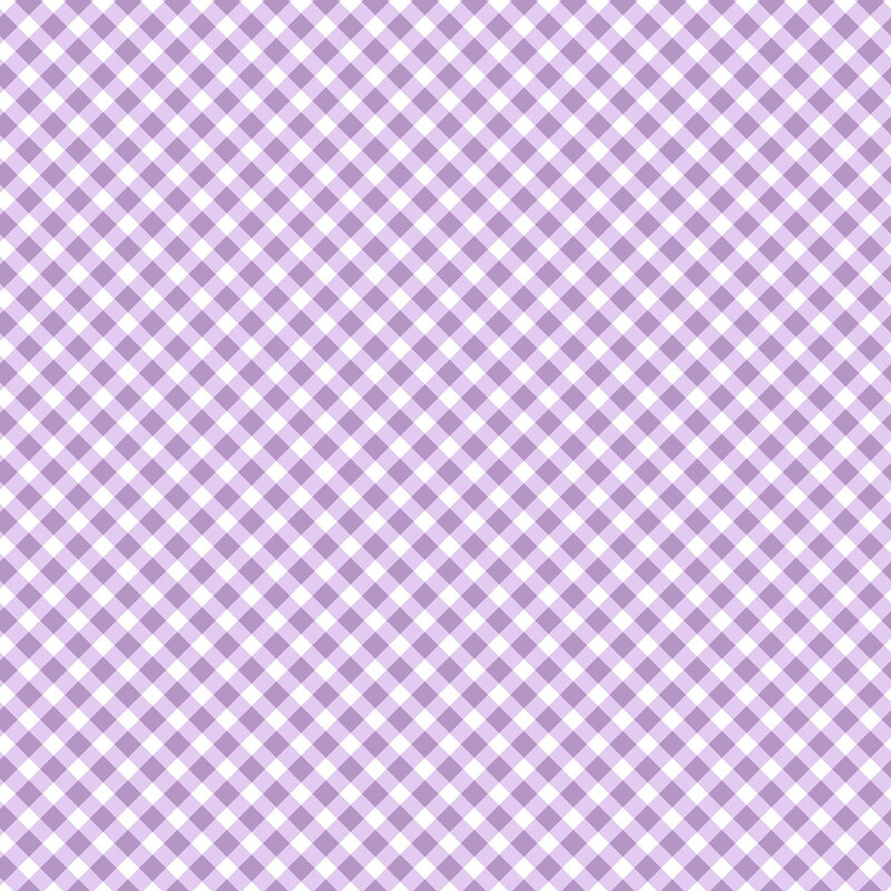 White fabric with a heather purple gingham pattern.