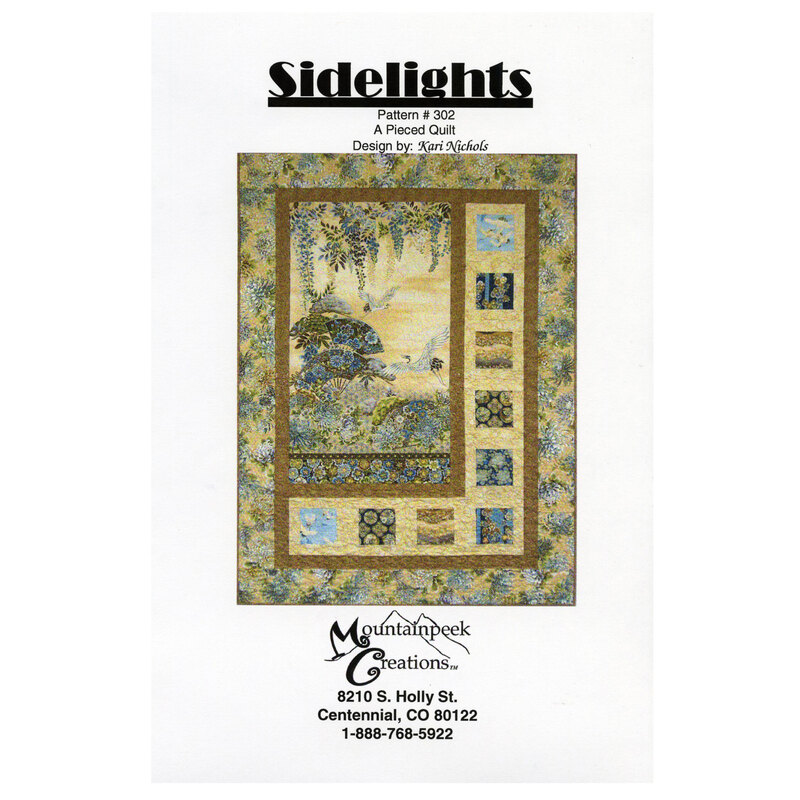 Front of pattern featuring a panel quilt with birds. 