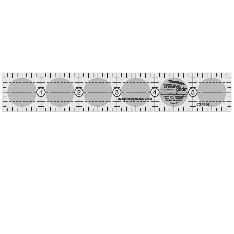 Clear acrylic ruler with measurement markings from 1 to 6 inches