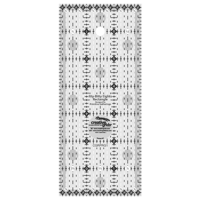 Creative Grids Itty-Bitty Eights Rectangular Ruler - 3" x 7" #CGRPRG1 isolated on a white background