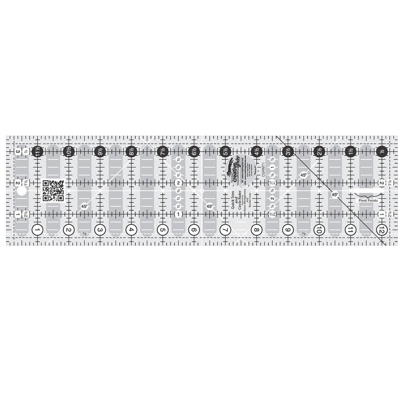 Creative Grids Quick Trim & Circular Ruler 3.5" x 12.5" Rectangle isolated on a white background