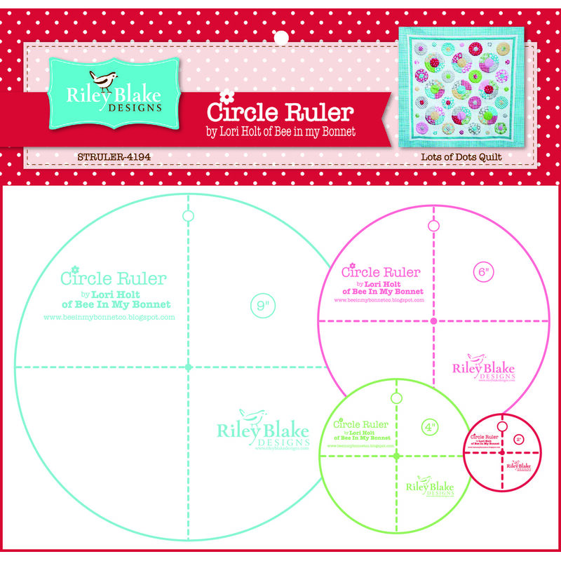 Circle ruler set with four colorful circular quilting templates and packaging.