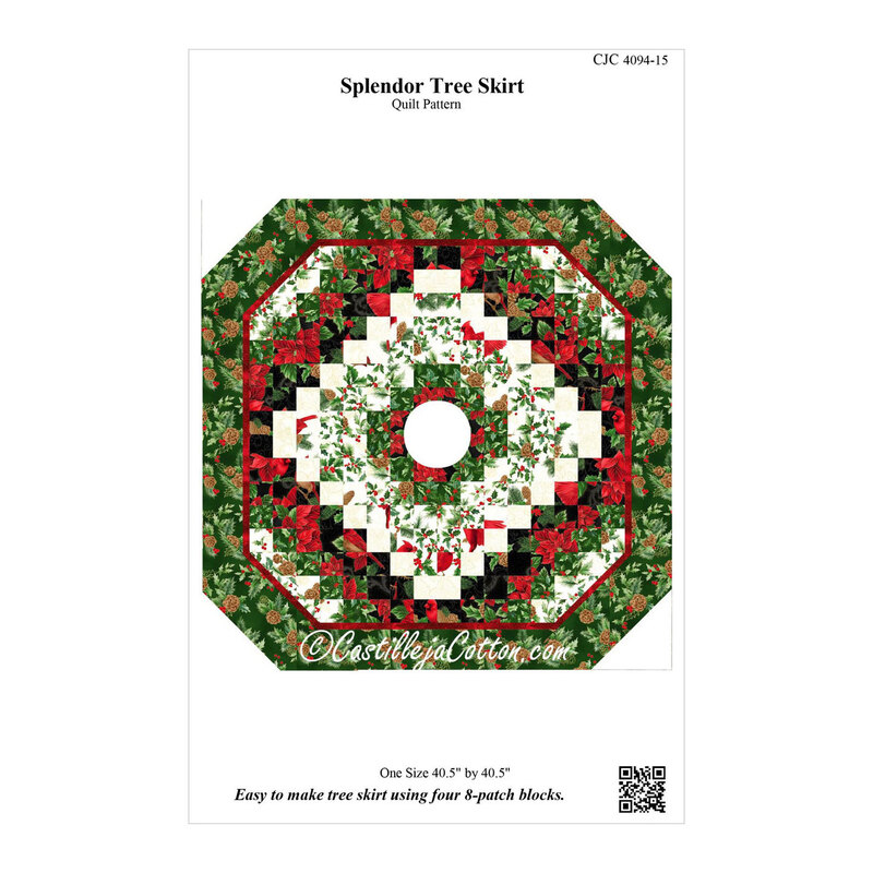 Front of the Splendor Tree Skirt pattern showing the finished geometric pattern.