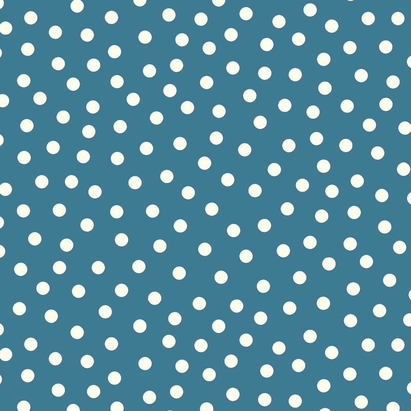 Dark cerulean blue fabric with a scattered design of white dots.