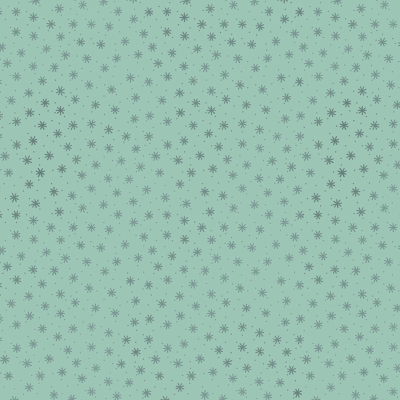 Faded aqua-mint fabric with a scattered design of stylized stars and small dots.