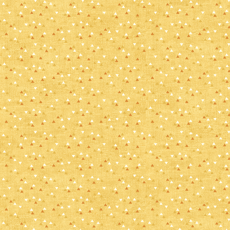 Textured yellow fabric with white, yellow, and orange flipped triangles.