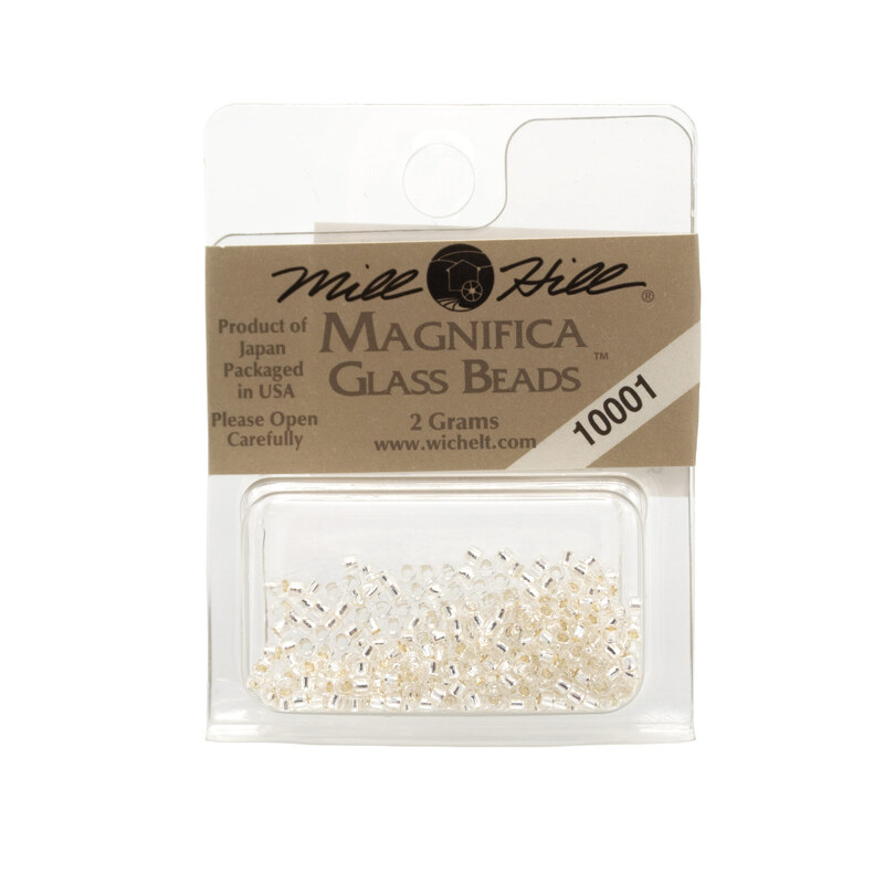 A package of Mill Hill Magnifica Glass Seed Beads in the color ice. 