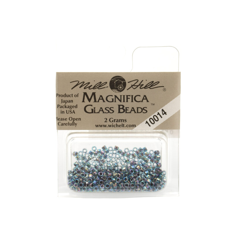 A package of Mill Hill Magnifica Glass Seed Beads in the color Dark Blue Iris. 