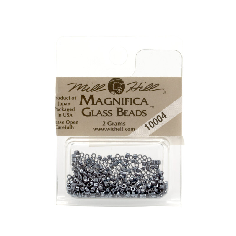 A package of Mill Hill Magnifica Glass Seed Beads in the color Jet. 