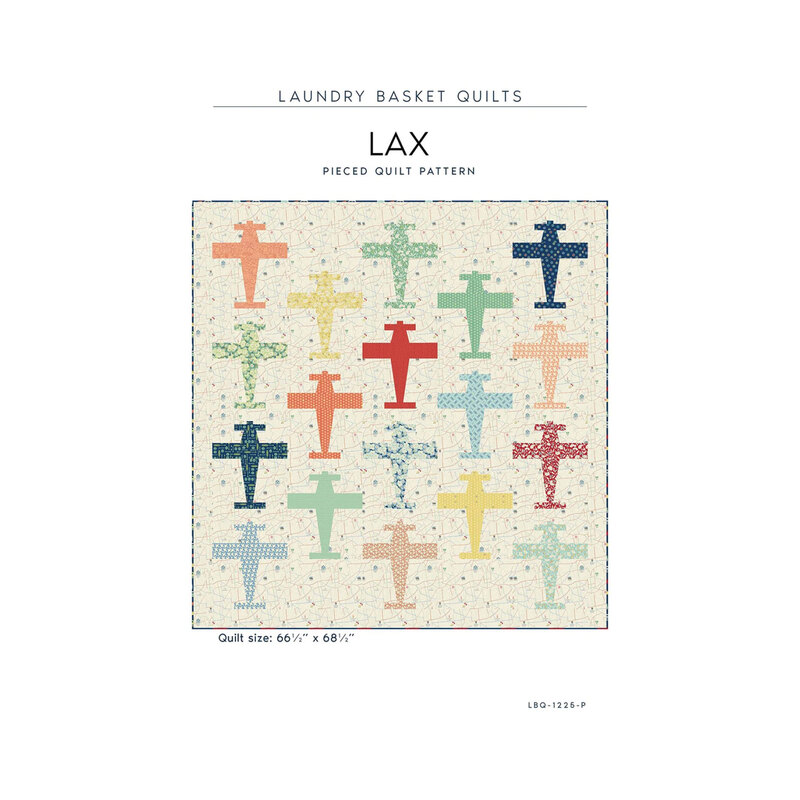 Front of the LAX pieced quilt pattern showcasing finished project.