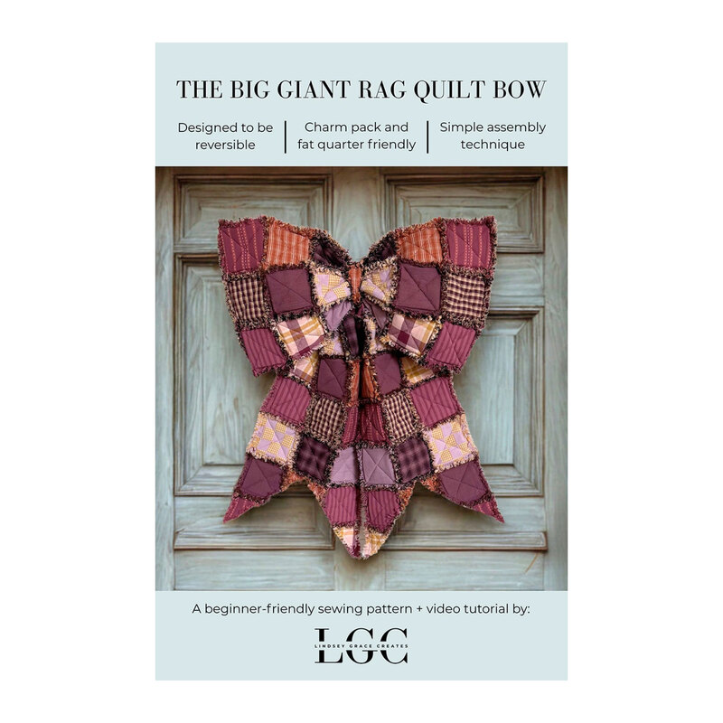 Front of the big giant rag quilt bow pattern showing the finished bow.