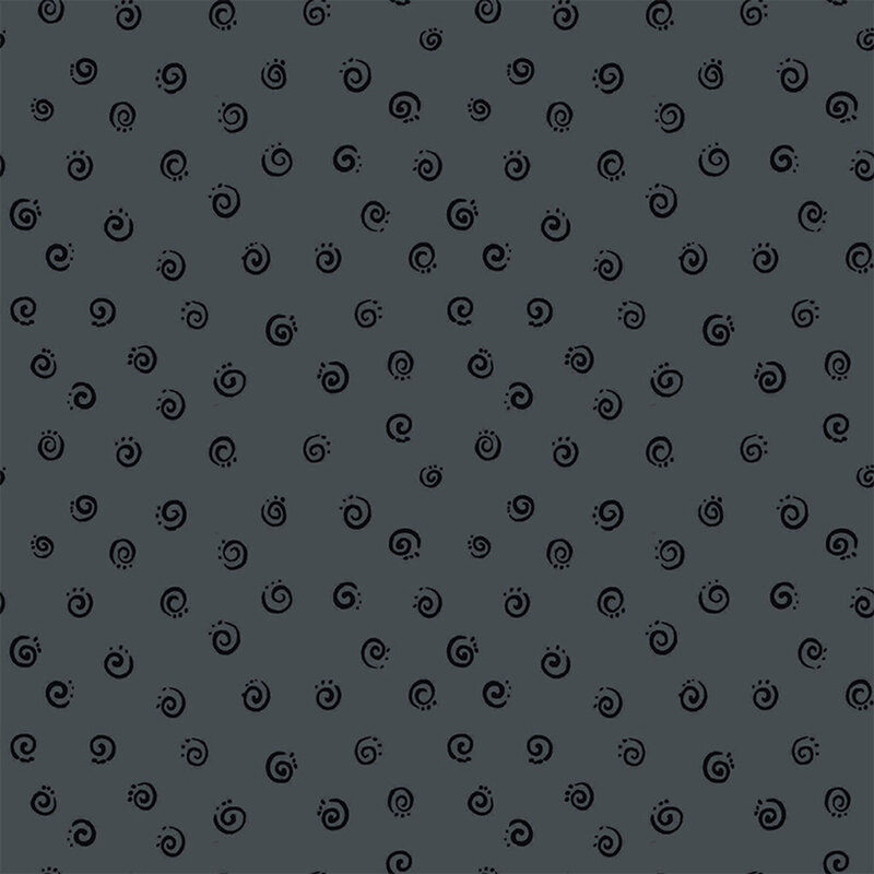 Soft black fabric with a tossed pattern of onyx swirls.