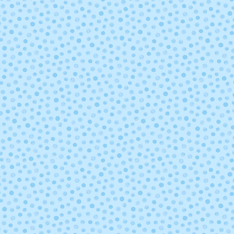 Tonal baby blue fabric with a scattered pattern of sky-blue dots.