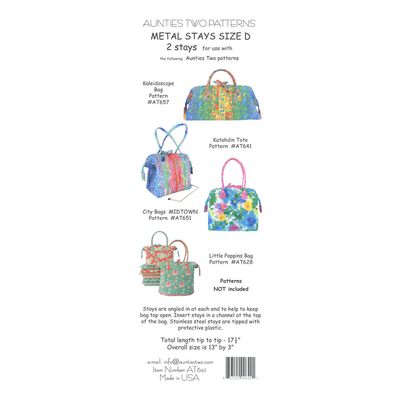 Front of package detailing compatible projects and bags.