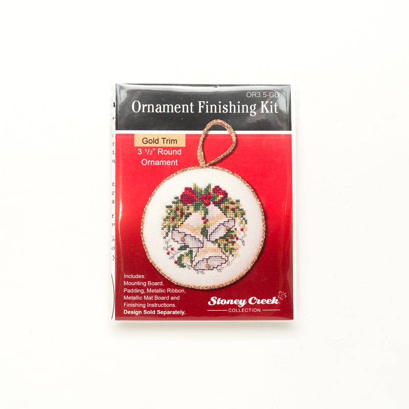 Gold Round Ornament Finishing Kit isolated on a white background.